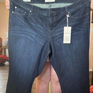 Torrid Boyfriend Jeans 22R Stretch Straight Mid Rise Dark Wash--NEW with tags
